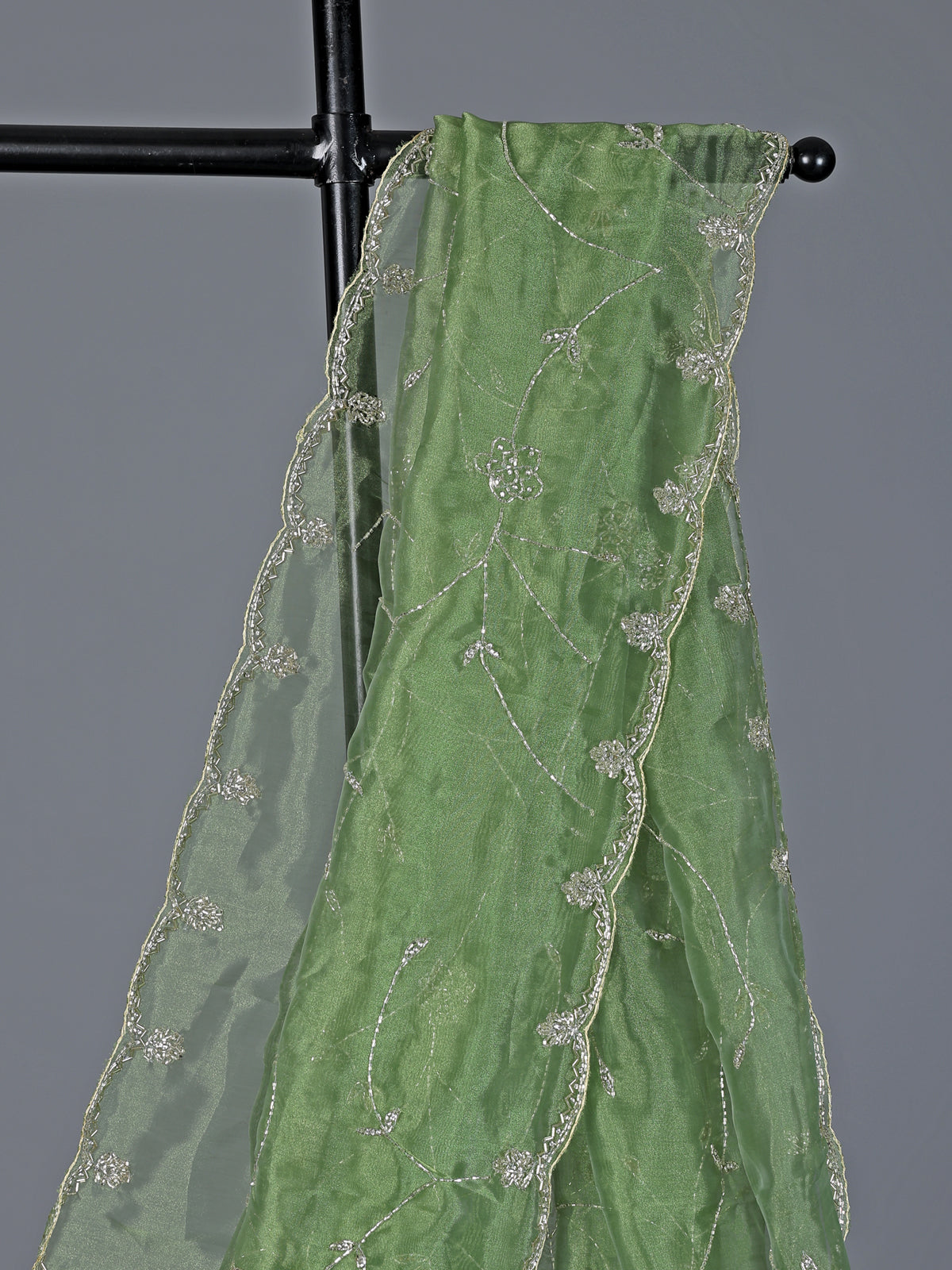 Pista green tissue organza mehendi special saree