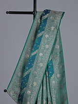 Peacock blue pure banarasi silk zari saree