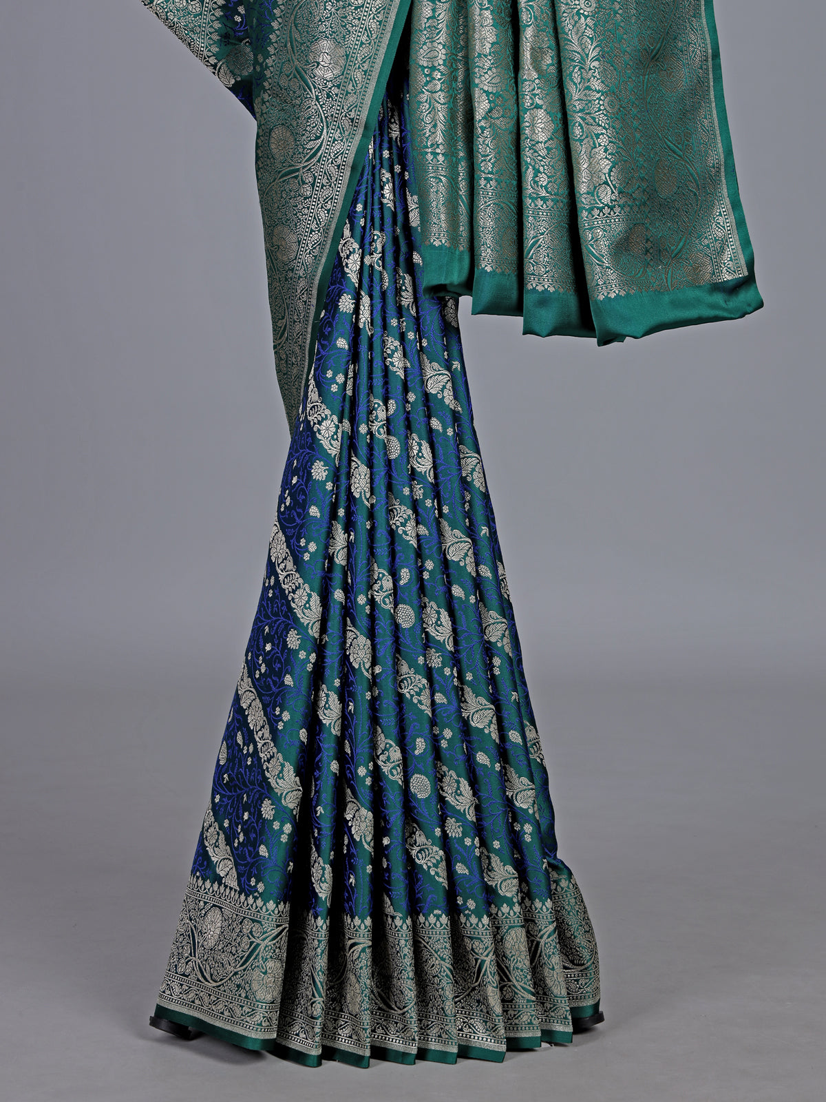 Peacock blue pure banarasi silk zari saree