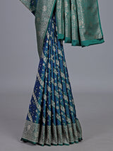 Peacock blue pure banarasi silk zari saree