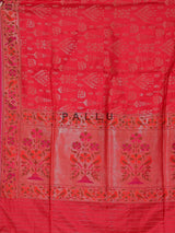 Red pure banarasi silk floral bird saree