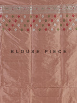 Peach pure banarasi silk checkered saree