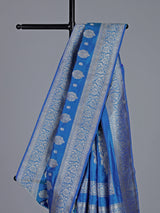 Sky blue pure banarasi silk zari saree