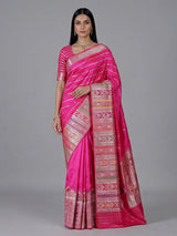 Fuchsia pink pure banarasi silk wedding saree