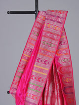 Fuchsia pink pure banarasi silk wedding saree