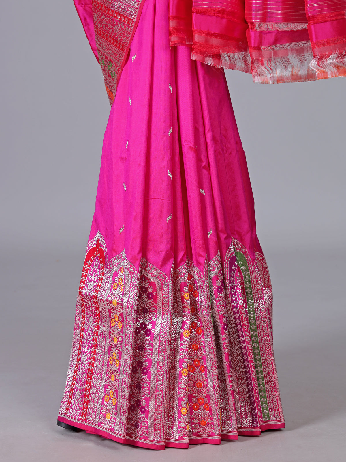 Fuchsia pink pure banarasi silk wedding saree