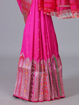 Fuchsia pink pure banarasi silk wedding saree