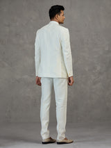 Ivory white wedding jodhpuri suit with metallic detailing