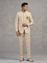 Gold linen jodhpuri suit for men