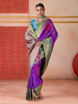 Purple silk pooja wear saree
