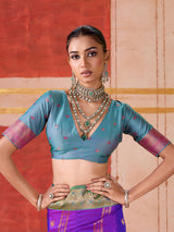 Purple silk pooja wear saree