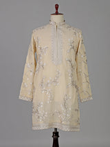 Cream georgette embroidered wedding kurta suit