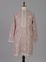 Onion pink georgette embroidered occasion kurta suit