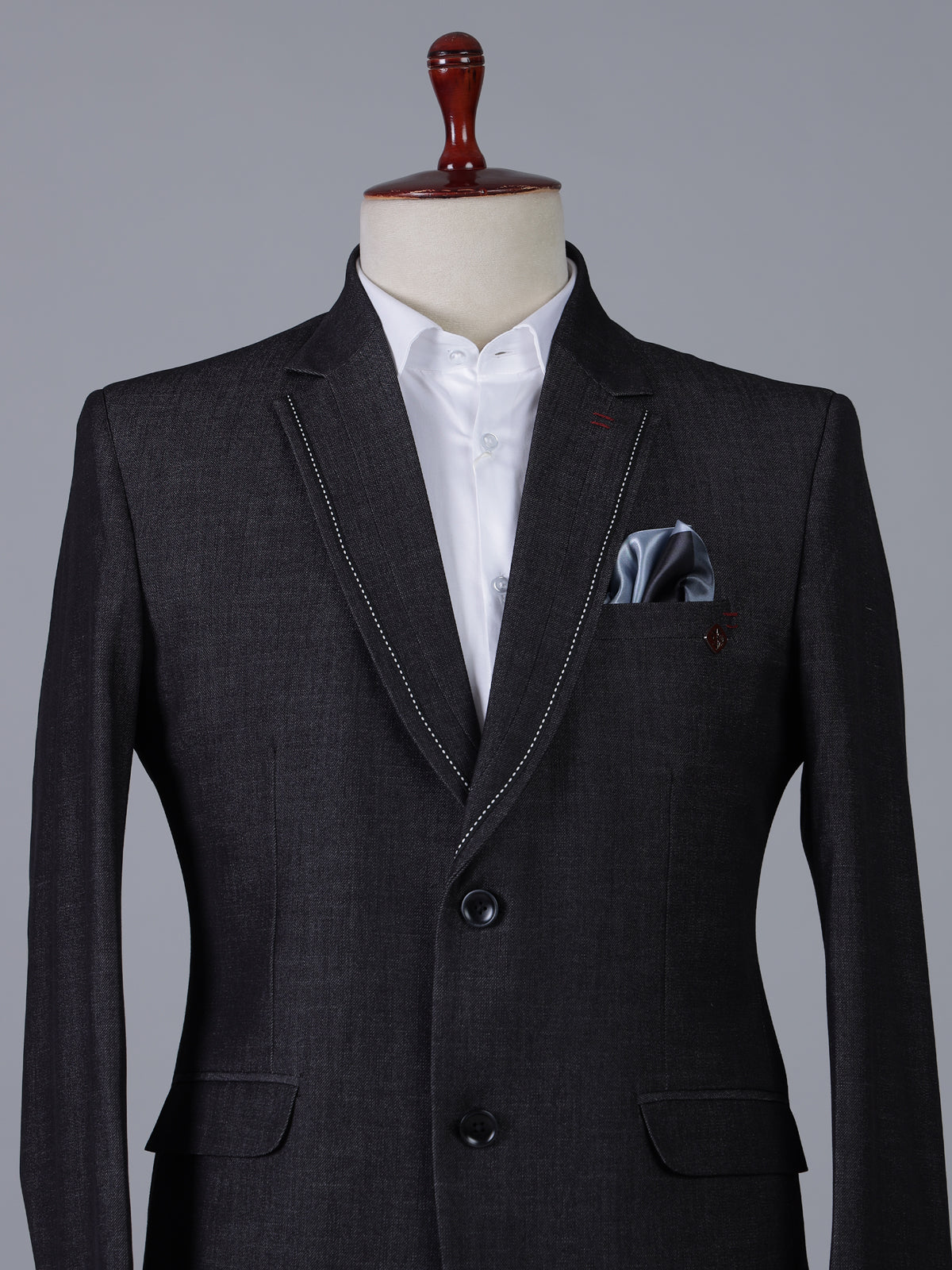 Elegant charcoal grey terry rayon formal blazer