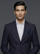 Deep navy blue terry rayon festive blazer