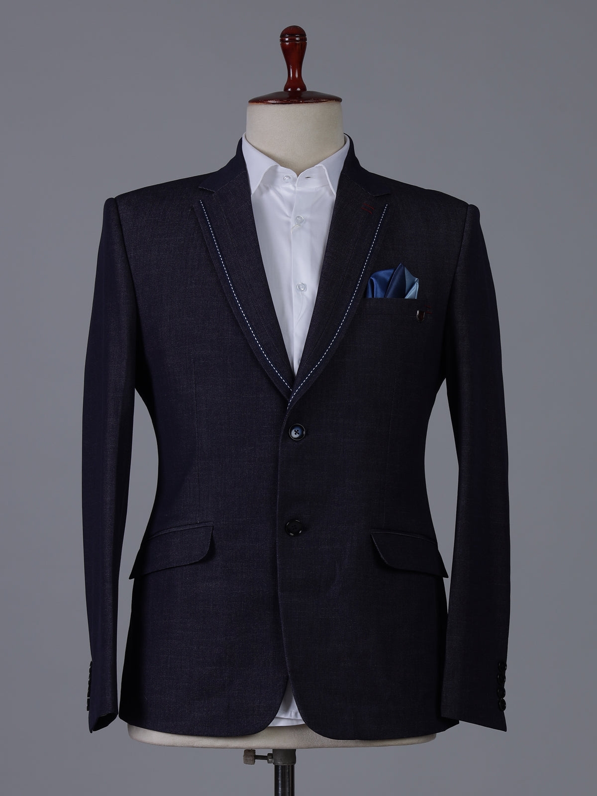 Deep navy blue terry rayon festive blazer