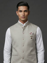 Cream sophisticated polyester viscose waistcoat