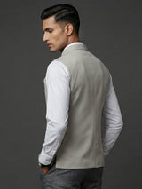 Cream sophisticated polyester viscose waistcoat