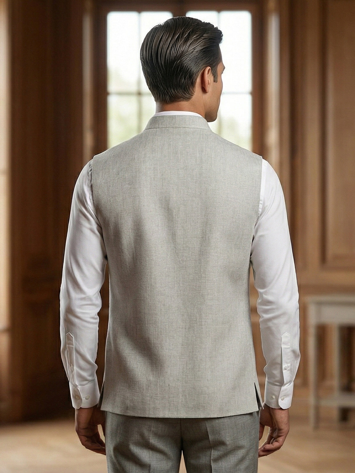 Off white elegant cotton linen waistcoat