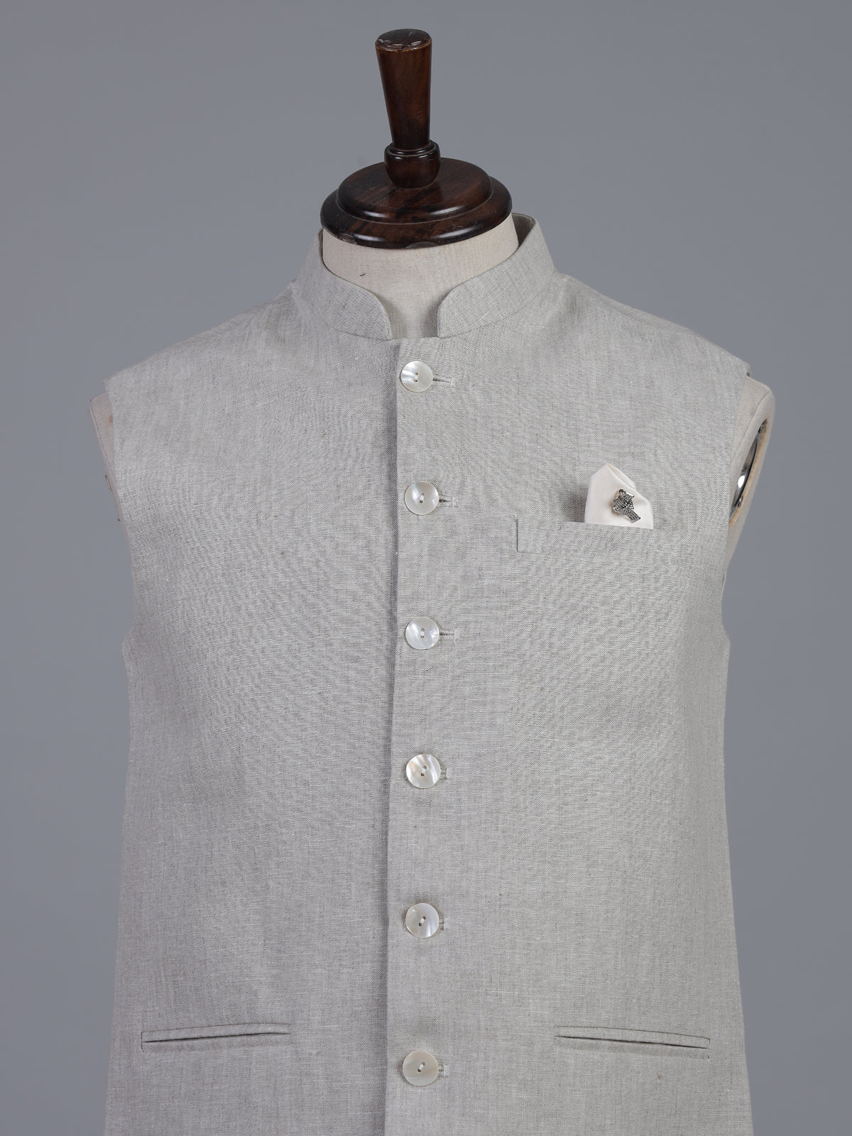 Off white elegant cotton linen waistcoat