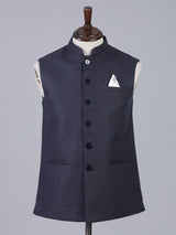 Navy blue rich cotton linen waistcoat