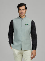 Mint green jute waistcoat for men