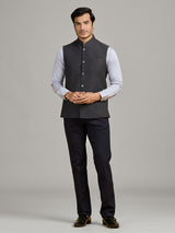 Dark grey jute waistcoat for formal occasions