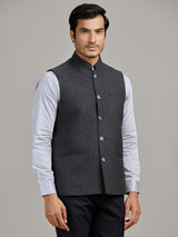 Dark grey jute waistcoat for formal occasions