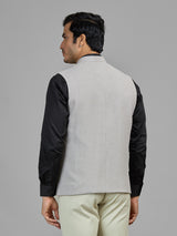Beige formal wear jute waistcoat for men
