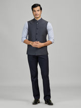 Dark grey terry rayon waistcoat for formal occasions