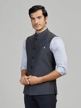 Dark grey terry rayon waistcoat for formal occasions