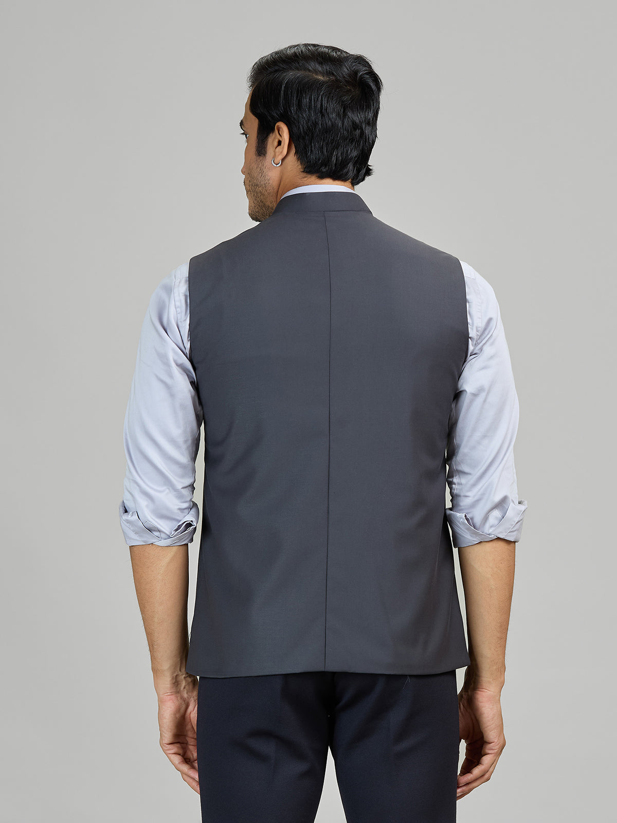 Dark grey terry rayon waistcoat for formal occasions