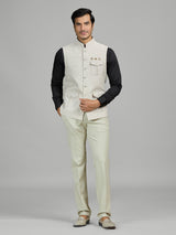 Light beige terry rayon waistcoat for reception wear