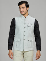 Mint blue wedding wear terry rayon waistcoat