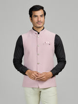 Pastel pink terry rayon waistcoat set
