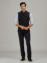 Black terry rayon waistcoat for formal occasions
