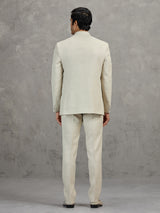 Cream terry rayon jodhpuri suit for wedding wear