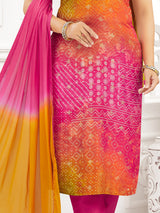 Multicolor bandhej silk designer festive salwar suit