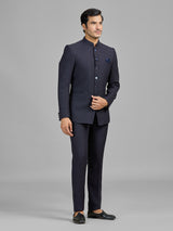 Navy party wear jute jodhpuri suit