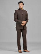 Brown jute jodhpuri suit for formal occasions