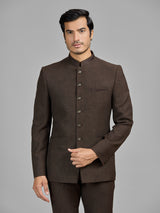 Brown jute jodhpuri suit for formal occasions