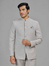 Cream festive wear jodhpuri suit in jute