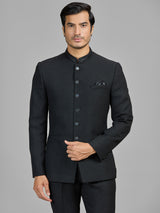 Black jute jodhpuri suit for evening events