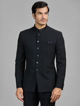 Black jute jodhpuri suit for evening events