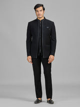 Black terry rayon jacket style jodhpuri suit