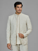 Cream wedding wear linen jodhpuri suit