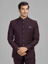 Wine terry rayon jodhpuri suit for wedding celebrations