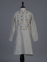 Grey thread work cotton blend festive kurta suit