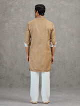 Beige pashmina silk elegant festive kurta suit with dupatta
