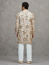 White georgette embroidered traditional festive kurta suit
